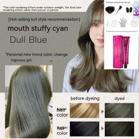 Ammonia-free Hair Color Paste Monochrome Paste Cover White Hair Multi-segment Color One-step Black Tea Gray Blue Black Hair Dye (Option: 022Dull Cyan Green-With tools)